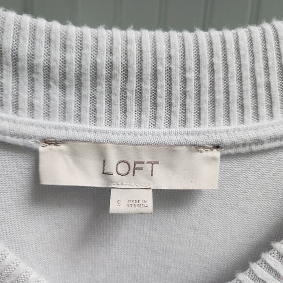 Ann Taylor Loft Light Ice Blue V-neck Tunic Long Sleeve Ribbed Sweater - Picture 6 of 9